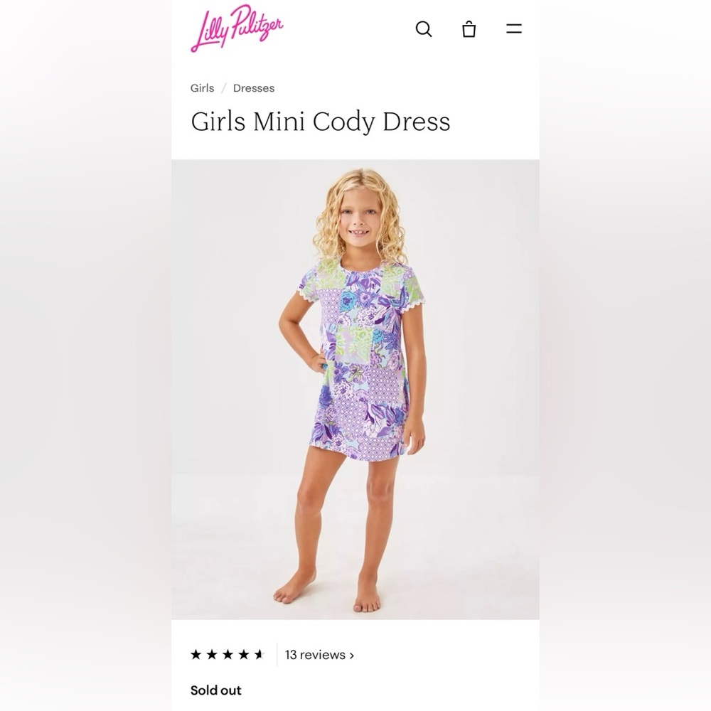 Lilly Pulitzer Mini Cody Dress in Juicy Story Patch (Lilac&Apple Green) L
